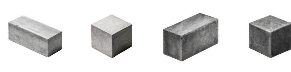 Three-dimensional gray rectangular blocks, varying in shape from rectangular prism to cube