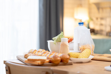 Healthy, child, breakfast, kitchen, grandparent