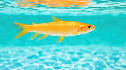 Fototapeta premium Vibrant Orange Fish Swimming in Clear Aqua Water Surface
