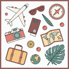 Hand drawn travel element set