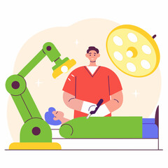 Surgeon Operating with Robotic Arm Assistant
