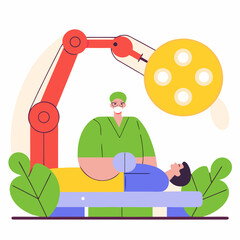 Surgeon Operating with Robotic Arm Assistant
