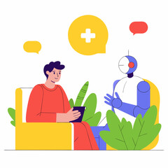 Patient Communicating with AI Medical Robot