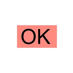 Ok written on pink rectangle shape 
