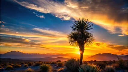 Desert Yucca Silhouette at Sunset