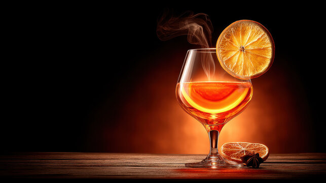 A beautiful, steaming cocktail with orange garnish, perfect for a summer day.