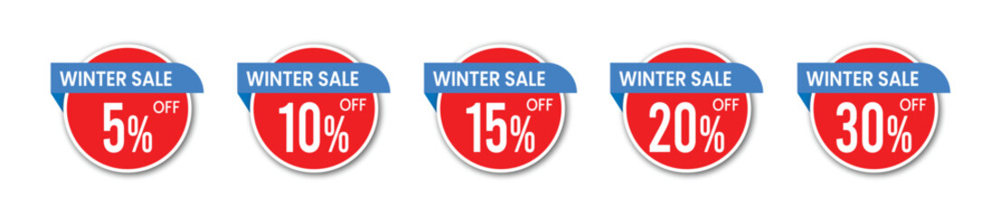 Big Sale Vector Labels with Discount Percent Icons – 5 10 15 20 30 Off Promotional Badges