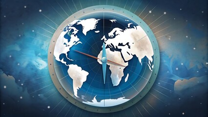 Fototapeta premium Global Clock Face With Ticking Thermometer Needle Marking Time Left