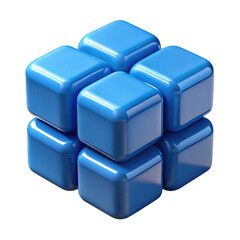 3d blue cubes arrangement isolated on transparent background