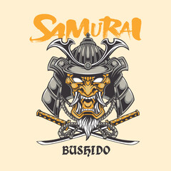 heraldic shield of samurai's mask