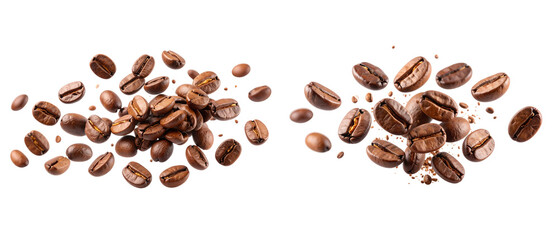 Obraz premium Brown roasted coffee beans isolated on white background