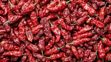 Peperone Crusco. Chili crisp Calabrian Ancho chile Piri togarashi Safex Chemicals TasteAtlas Pepper Content Closeup of dried red peppers textured backgroun