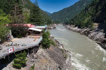 A view of the Hell's Gate facility in front of the muddy Fraser River.      BC Canada July 28th, 2025
