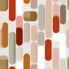 A cheerful, seamless arrangement of abstract, rounded rectangle and oval shapes in a varied, earthy, and pastel color palette, creating a playful and modern pattern with subtle depth.

