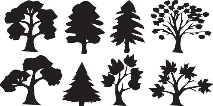 vecter set of trees silhouettes