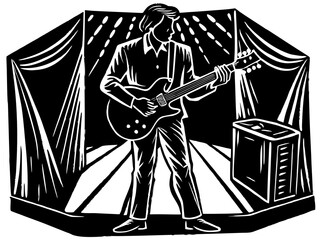 Guitarist on Stage – Musical Performance Silhouette