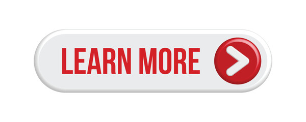 3D White Learn More Button with Red Arrow Icon