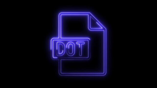 Glowing Blue Neon D C T Document Icon Isolated on Black Futuristic Technology Symbol Digital Data File