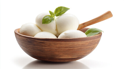 Italian mozzarella cheese with bowl.