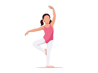 Obraz premium Young Ballerina Practicing Ballet Dance Posing Gracefully on White Background