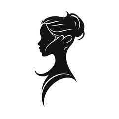 Elegant woman silhouette, female profile vector, beauty salon logo, lady face outline, stylish girl head design	