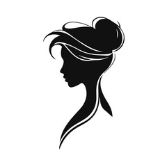 Elegant woman silhouette, female profile vector, beauty salon logo, lady face outline, stylish girl head design	