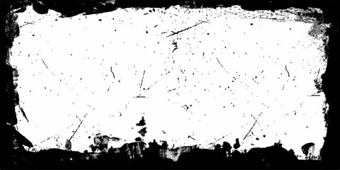 Naklejka premium black brush stokes border frame on white background Vintage Grunge Border Rectangle background with a black frame