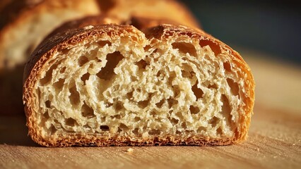 GlutenFree Bread. Close up of crusty artisan bread with airy crumb tex