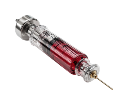 Medical procedure utilizing syringe for blood sampling in clinical environment detailed isolated on transparent background, png