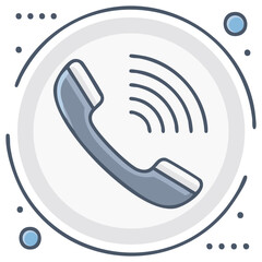 Ringing telephone handset icon vector illustration. Symbol for call, communication, and customer support.