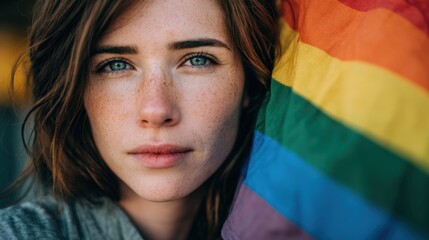 A determined woman stands confidently at a protest, showcasing her commitment to feminism and equality.
