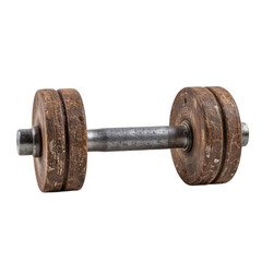 Fototapeta premium Strength training with dumbbell weights home gym fitness equipment indoor environment close-up view health concept