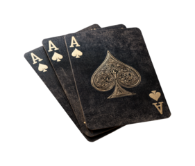 Playing card game with aces tabletop high stakes venue isolated on transparent background, png
