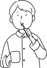 歯磨きをする男の子_線画