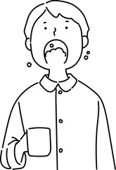 うがいをする男の子_線画