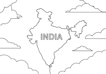 Obraz premium India Outline Map: Simple Line Art, Minimalist Style, Peaceful Mood, Travel Concept.