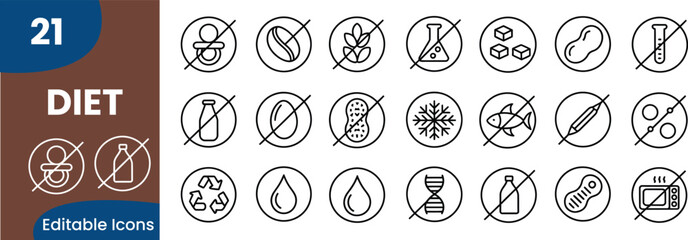 Dietary Restriction Vector Icons Representing Food Allergies and Intolerances