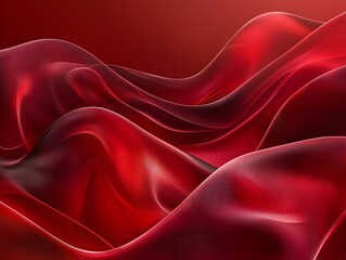 Obraz premium Photo of abstract red silk waves, flowing smoothly to create a sense of elegance and passion