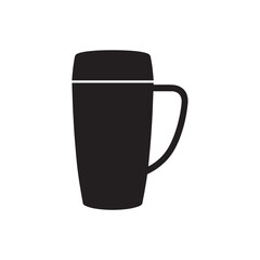 Obraz premium Black vector icon illustration of a travel mug with a handle