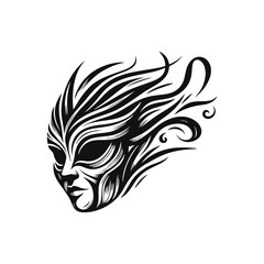 Obraz premium Dancer tribal masks, flowing lines and dynamic shapes