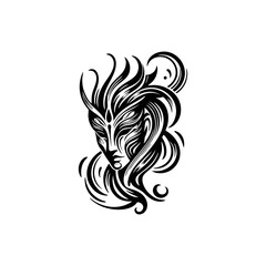 Fototapeta premium Dancer tribal masks, flowing lines and dynamic shapes