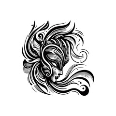 Dancer tribal masks, flowing lines and dynamic shapes