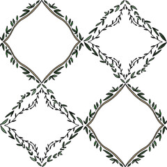 Leaves Frame Seamless Pattern, Drawing, Illustration, Design Element, Resource, Decorative, Leaf, Plant, Nature, Hand Drawn, Wallpaper, Wreath, Frame