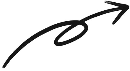 Black Arrow, Marker Textured, Sign, Emphasis, Pointing, Symbol, Design Element, Graphic Resource, isolated, png, hand drawn object