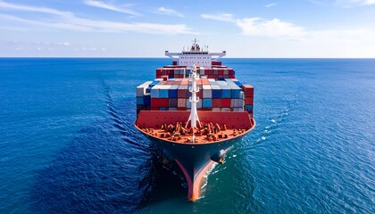Large container ship sailing on a calm ocean under a partly cloudy sky (1)