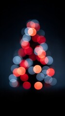 Fototapeta premium Twinkling bokeh lights cascade in festive, mysterious hues, echoing Yuletide reverie and Diwali's luminous whispers in shadow