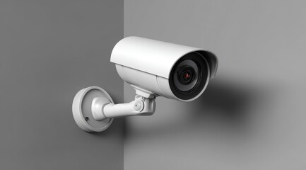 White security camera mounted on a corner wall