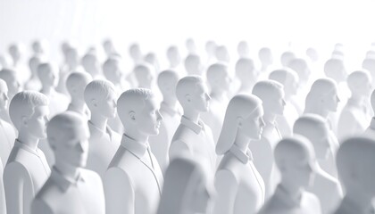Monotone crowd, profile view