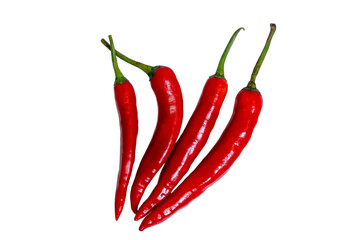 Pile of fresh chili peppers on clean white background, perfect for cooking blogs, spicy recipes, healthy eating, organic vegetables, and culinary ingredient designs.