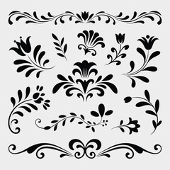 Obraz premium Elegant Black and White Art Nouveau Floral Designs